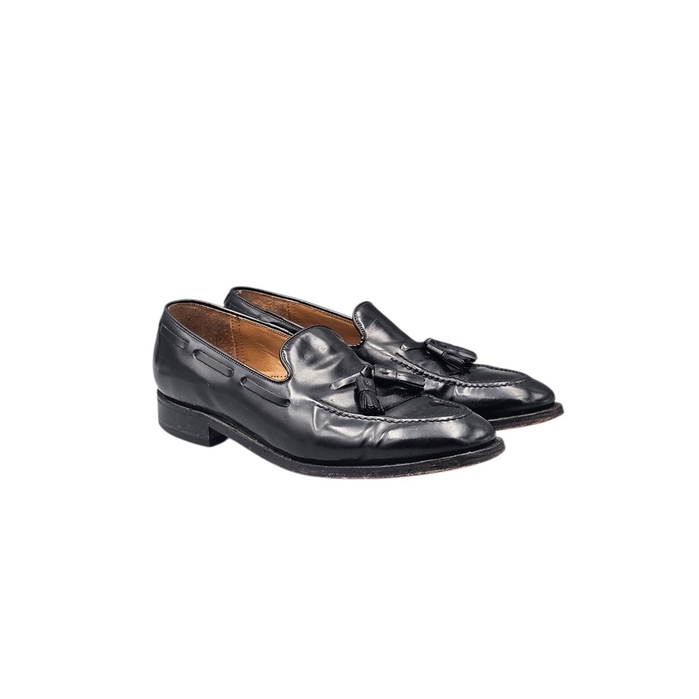 Johnston & Murphy Mens 9.5 D Black Leather Apron Toe Tassel Loafers Aristocraft